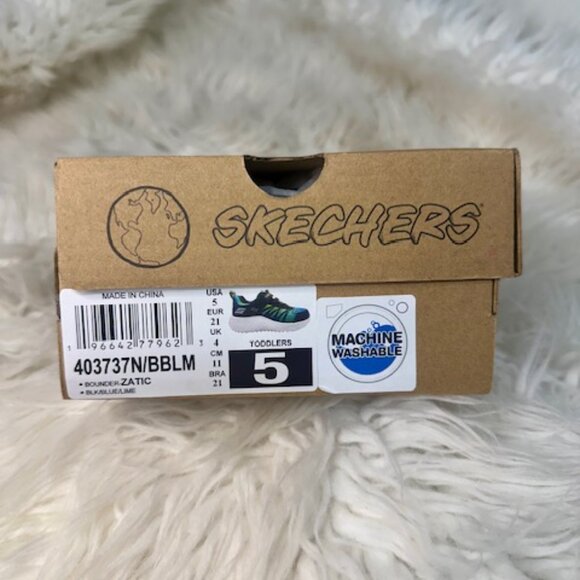NIB Skechers: Toddler Bounder Zatic Black Blue Lime (Size 5) - Picture 4 of 4